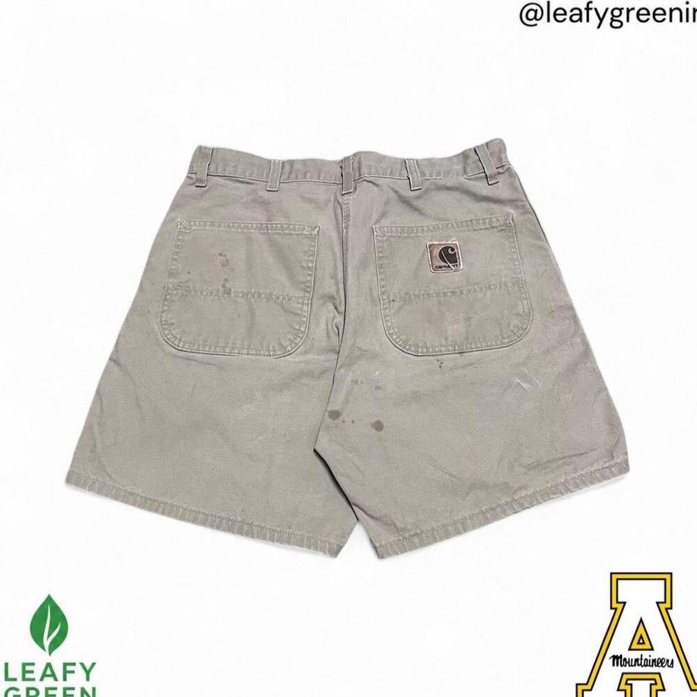 VTG 90s Carhartt USA Union Tan Khaki Canvas Jort Shorts us sz 32x7 Baggy Loose